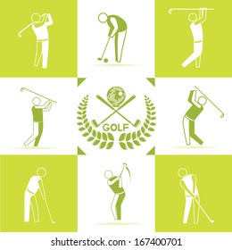 golf icons set, golf club background, green color theme