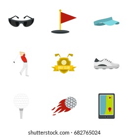 Golf icons set. Flat set of 9 golf vector icons for web isolated on white background