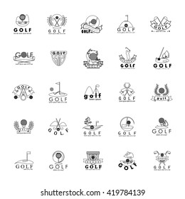 Golf Icons Set - Isolated On White Background - Vector Illustration, Graphic Design. Thin Line