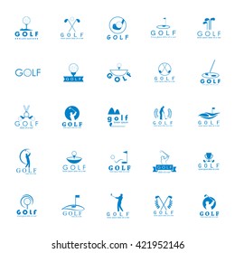 Golf Icons Set - Isolated On White Background - Vector Illustration, Graphic Design