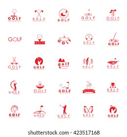 Golf Icons Set - Isolated On White Background - Vector Illustration, Graphic Design 