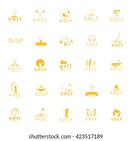 Golf Icons Set - Isolated On White Background - Vector Illustration, Graphic Design