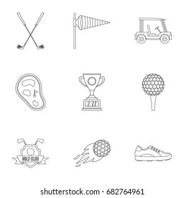 Golf icons set. Outline set of 9 golf vector icons for web isolated on white background