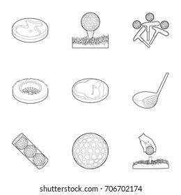 Golf icons set. Outline set of 9 golf vector icons for web isolated on white background