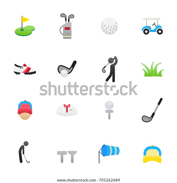Golf Icons. Set of Sport Icons, Vector\
Illustration Color Icons Flat\
Style.