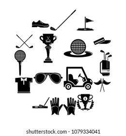 Golf icons set symbols. Simple illustration of 16 golf symbols vector icons for web