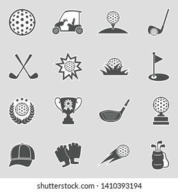 Golf Icons. Sticker Design. Vector Illustration.
