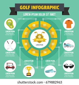 Golf infographic banner concept. Flat illustration of golf infographic vector poster concept for web