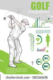 golf infographic vector. hand drawn illustration of golf player