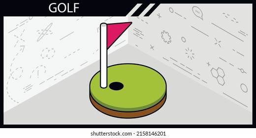 Golf isometric design icon. Vector web illustration. 3d colorful concept