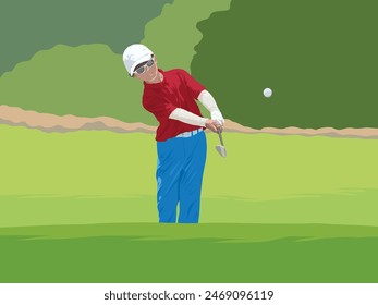 Golf Kid Player in illustration graphic vector