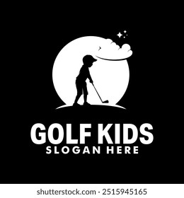 Golf crianças silhueta vetor golfe logotipo