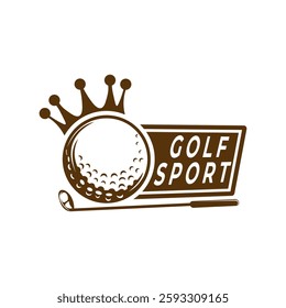 Golf King sports logo icon. Golf with crown logo design template