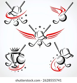Golf label and icon set. Collection icons golf. Vector