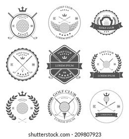 Golf labels icons and emblems set. Vector illustration