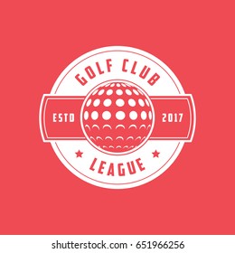 Golf League Emblem Flat Icon On Red Background