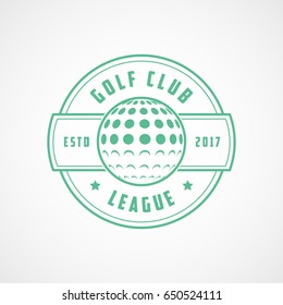 Golf League Emblem Green Line Icon On White Background