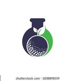 Golf leaves lab shape concept logo template. Golf ball and leaves, golf ball and sport logo