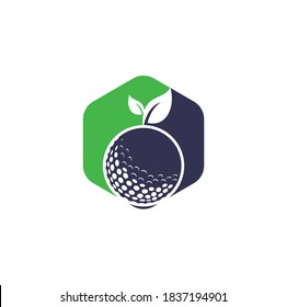 Golf leaves logo template. Golf ball and leaves, golf ball and sport logo