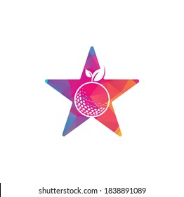 Golf leaves star shape concept logo template. Golf ball and leaves, golf ball and sport logo
