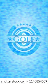Golf light blue emblem with mosaic background