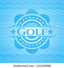 Golf light blue water wave style emblem.