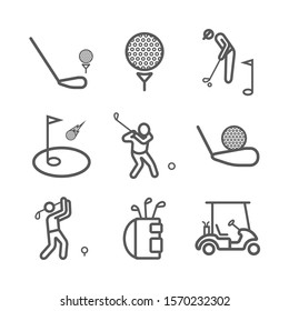 Golf line icons. Player. Vector signs for web graphics.