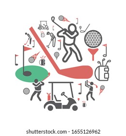 Golf line icons. Player. Vector signs for web graphics.