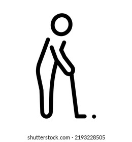 Golf line symbol, golfer vector editable stroke icon for user interface. Golf game.