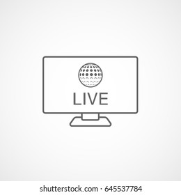 Golf Live Match On TV Line Icon On White Background