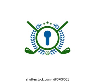 Golf Lock Icon Logo Design Element