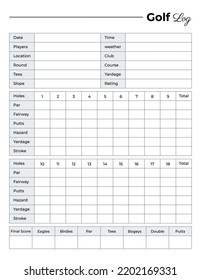 Golf log book planner template