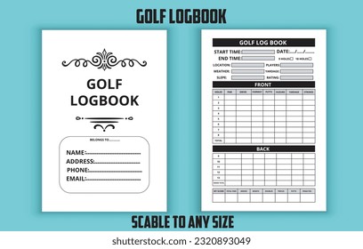 Golf logbook. Golf game tracker. Low content kdp interior design template