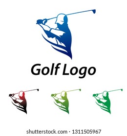 Golf Logo Abstract Swing and Hit the Ball