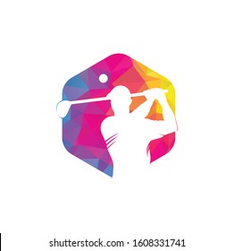 Golf Logo Abstract Swing and Hit the Ball, Field Golf Logo vector Template,logo golf ,logo field golf
