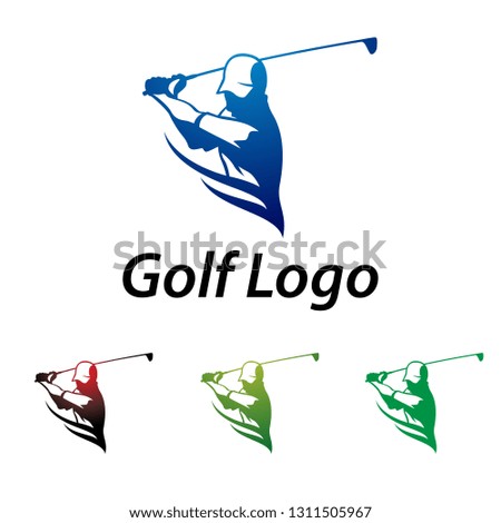 Golf Logo Abstract Swing and Hit the Ball