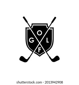 golf logo badge shield stick vector logo design