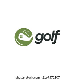 golf logo with golf ball, golf stick and window design for golf shop