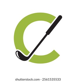 Golf Logo combine with letter C vector template