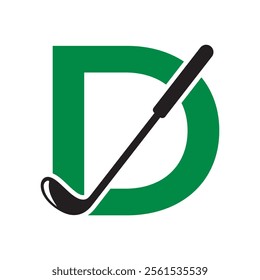 Golf Logo combine with letter D vector template