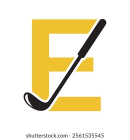 Golf Logo combine with letter E vector template