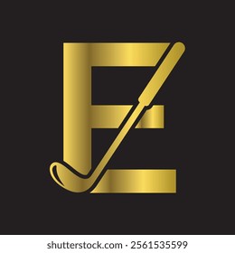 Golf Logo combine with letter E vector template