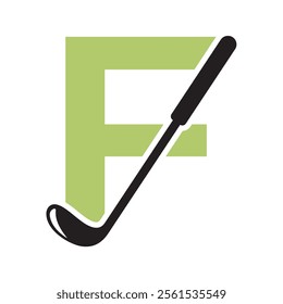 Golf Logo combine with letter F vector template