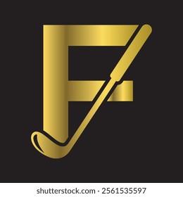 Golf Logo combine with letter F vector template