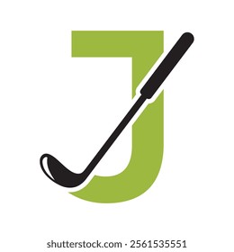 Golf Logo combine with letter J vector template