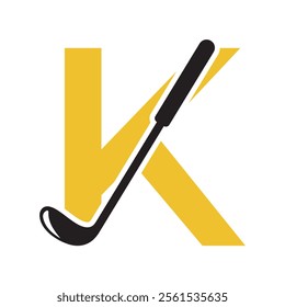 Golf Logo combine with letter K vector template