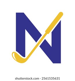 Golf Logo combine with letter N vector template