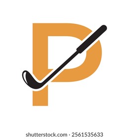 Golf Logo combine with letter P vector template