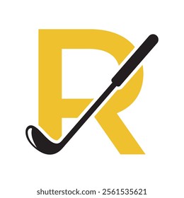 Golf Logo combine with letter R vector template