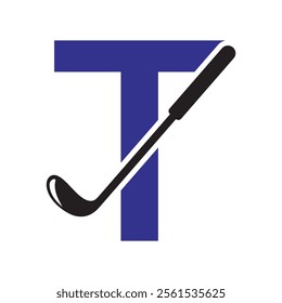 Golf Logo combine with letter T vector template